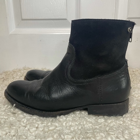 FRYE Black Leather & Suede Booties 5.5 - Picture 3 of 8